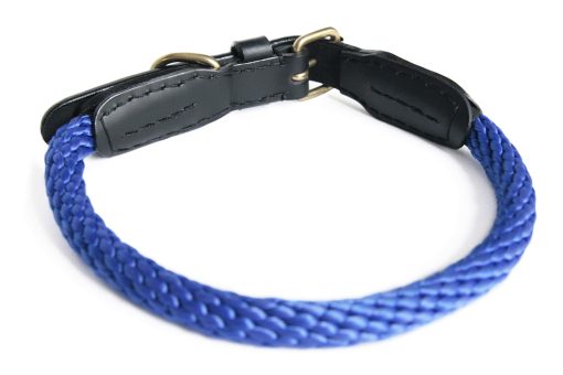 Collar para Perro Alvalley de Cuerda y Cuero con Hebilla - Collares Resistentes para Perros - Collar Trenzado Suave para Entrenamiento y Paseo - Cuerda de Polipropileno Duradera y Resistente (Azul Profundo, 22in, 19mm de Grosor) - Imagen 4