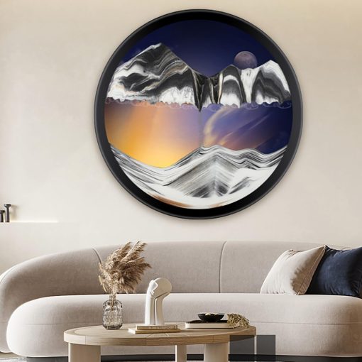 PROEATS Sand Art, Moving Sand Art, Wall Art Deep Sea Sandscape Room Decoration, Rotacion de 360? Liquid Motion de Arte de la Arena, Artesanias de Cristal Marco de Madera Solida, Decoracion de Pared Relajante para Hogar Oficina, 24in-Negro1