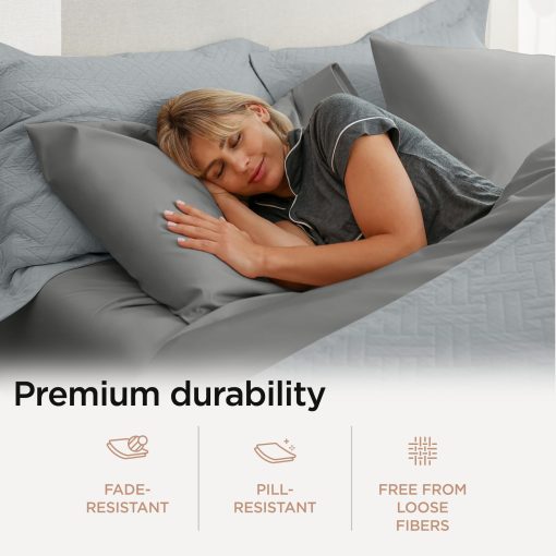 Juego de sabanas Threadmill California King | Sabanas de algodon Supima 100% certificadas de Estados Unidos | Juego de sabanas de lujo de calidad hotelera de 656 hilos con bolsillo extra profundo elastico | Sabanas gris oscuro - Imagen 4