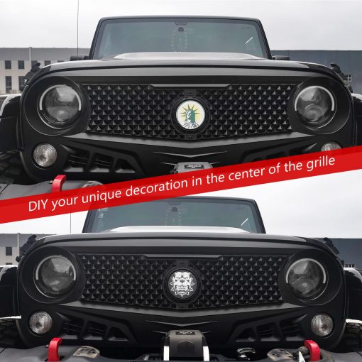 Parrilla Delantera con Rejilla de Malla Negra Mate para Jeep Wrangler 2007-2018 Rubicon Sahara Sport JK for Jeep Wrangler JK JKU 2007-2018 (Asedio) - Imagen 4