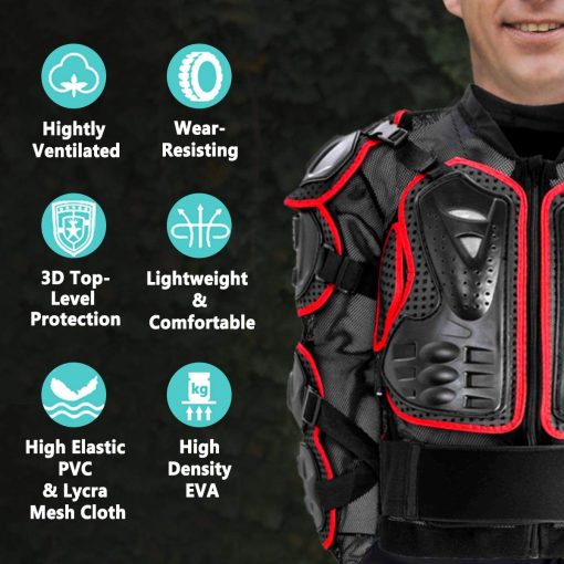 Chaqueta protectora para motocicleta Armadura completa de proteccion de cuerpo Chaqueta de seguridad protectora para motocross Racing Armor para hombres y mujeres Para motocicleta todoterreno Ciclismo Esqui Patinaje - Imagen 3