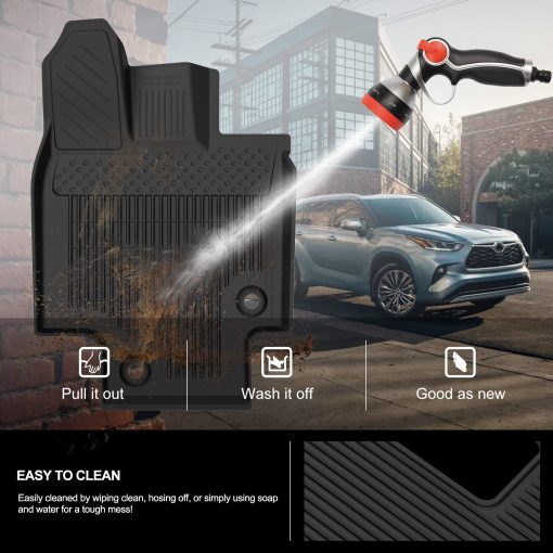 Tapetes KIWI MASTER Compatibles con Toyota Highlander 2020-2024 Accesorios Reemplace OEM PT908-48200-20 Alfombrillas a Medida Frontales y Traseras y para 3ra Fila TPE Negro - Imagen 7