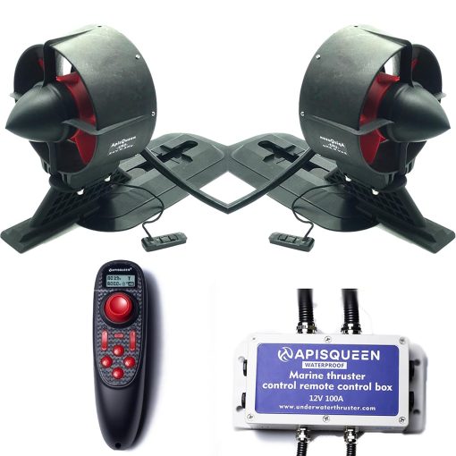 APISQUEEN 12V 300KV Set de Helice Submarina U92, con Control Remoto y ESC, Motor sin Escobillas con 21.4Kg (47.2 lbs) de Empuje, Motor de Arrastre, para Kayaks/Barcas Inflables/Tablas de Remo