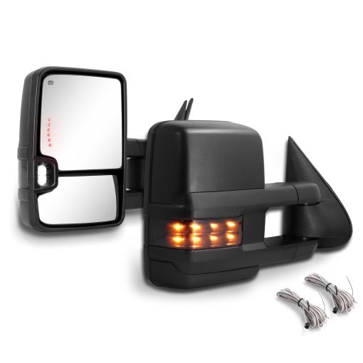 Espejos de remolque para 1999 2000 2001 2002 Chevy Silverado Suburban Tahoe GMC Sierra Yukon con vidrio electrico luz de giro flecha calentada lampara de respaldo extensible par