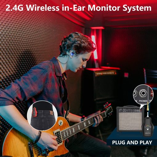 Sistema de monitor inalambrico KIMAFUN, Sistema de monitoreo inalambrico personal para musicos y cantantes (1TX+1RX) - Imagen 2