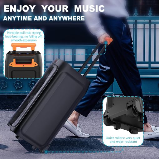 Maquina de Karaoke HWWR con 2 Microfonos Inalambricos, Altavoz Karaoke Bluetooth Portatil para Exteriores, Sistema de PA de Fiesta Grande con Luces de Discoteca para Reuniones, Los Mejores Regalos para la Familia - Imagen 6