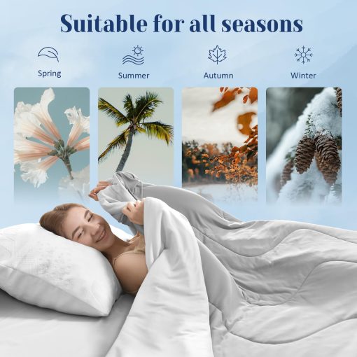 Edredon refrigerante Vine Voice para personas que duermen calientes, edredon refrigerante suave para cama de tamano completa/queen, edredon fresco de doble cara para sudor nocturno, edredon ligero transpirable para todas las estaciones (90''x90'', Gris) - Imagen 7