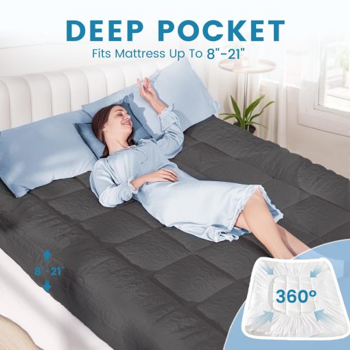 Topper de Colchon de 3 Pulgadas Tamano Queen, Topper de Colchon de Doble Capa Tipo Almohada, Almohadilla de Enfriamiento de 1 Pulgada y Topper de Colchon de Espuma Viscoelastica de Gel de 2 Pulgadas para Dolor de Espalda, Soporte de Confort - Imagen 5