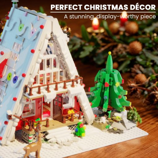 Casa de Cabana Navidena con arboles en el Bosque - Set de 2159 Piezas de Bloques de Construccion de Pueblo Navideno, Kit de Micro Bloques Regalos para Adolescentes y Adultos, Perfecto para la Decoracion Navidena - Imagen 5