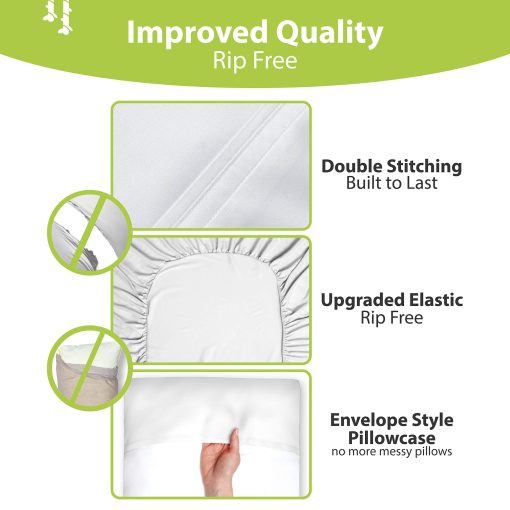 Juego de Sabanas de Lujo BAMPURE serie Queen - 100% Pura Viscosa derivada de Bambu Sabanas Queen Size - Sabanas Queen Super Suaves para Dormilones Calurosos - Bolsillo Profundo de hasta 16'' Sabanas Queen (Blanco) - Imagen 7