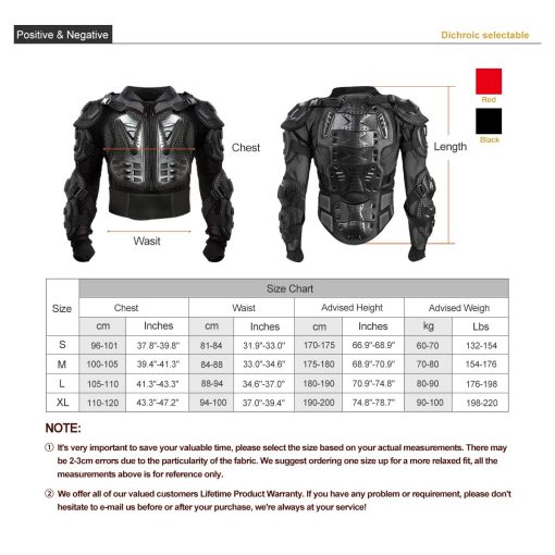 Chaqueta protectora de motocicleta, armadura completa de cuerpo completo, equipo de seguridad protector ATV, chaqueta de proteccion de carreras de motocross para hombres y mujeres para motocicleta todoterreno, ciclismo, esqui, patinaje - Imagen 8