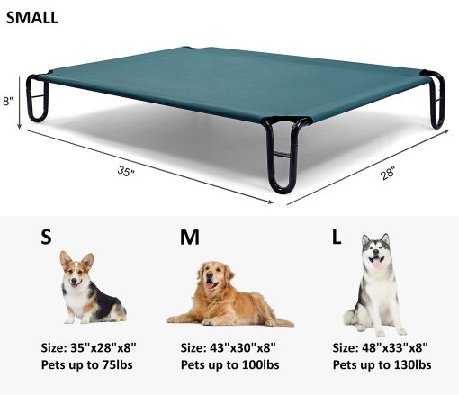 Cama Elevada para Perros BestVida, 35 x 28 x 8 pulgadas (Pequena, Verde) - Imagen 6