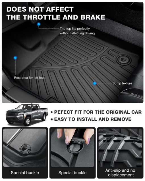 Tapetes para Pisos Compatible con Nissan Frontier 2022 2023 2024 Juego de Alfombrillas a Medida Accesorios Protectores de Pisos de Todos los Modelos TPE 3D Juegos de Alfombrillas para Automoviles para Todo Clima - Imagen 4