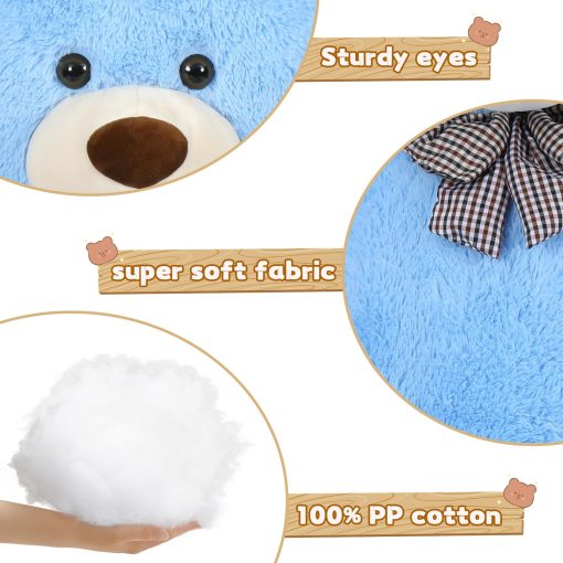 Peluche gigante de oso de Toys Studio, oso de peluche azul grande de 59 pulgadas de tamaño real regalo de juguete para novia niños Navidad cumpleaños dia de San Valentin - Imagen 3