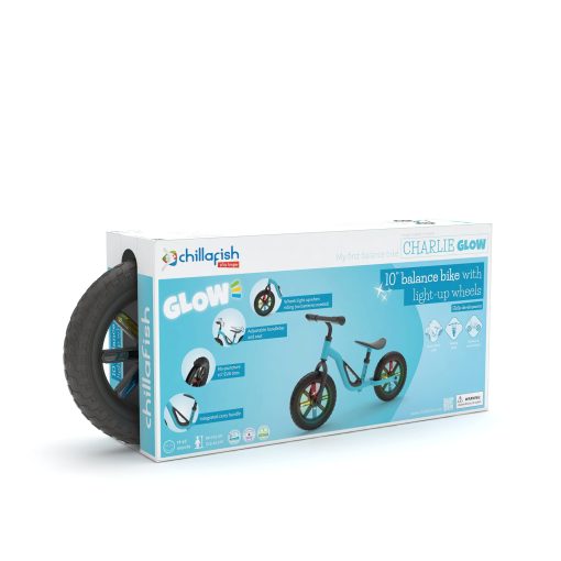 Bicicleta de Equilibrio para Ninos Chillafish Charlie Glow con Ruedas que Se Iluminan para Ninos de 18-48 Meses, Aprende a Montar con Neumaticos Antipinchazos de 10 Pulgadas, Asiento Ajustable y Manija de Transporte, Cielo - Imagen 6
