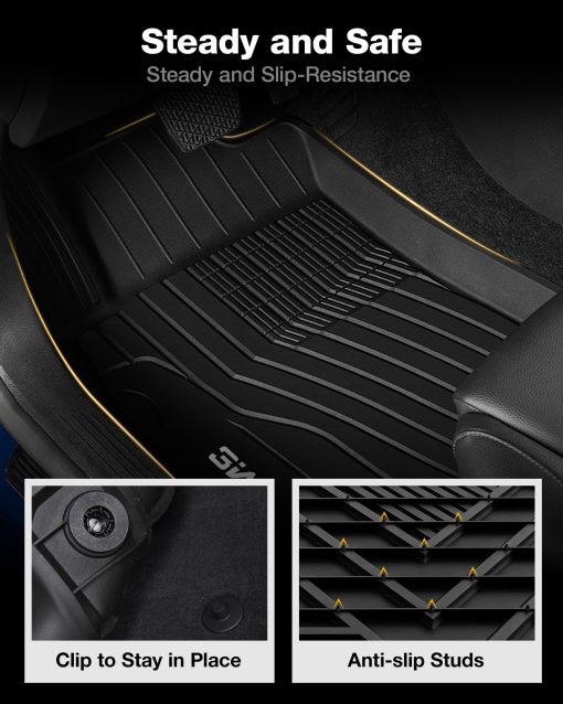 Tapetes para piso 3W Fit para Benz ML/GL/GLE/GLS Series 2012-2019, Tapete a medida para todas las condiciones climaticas para la primera y segunda fila de carros, Negro - Imagen 4