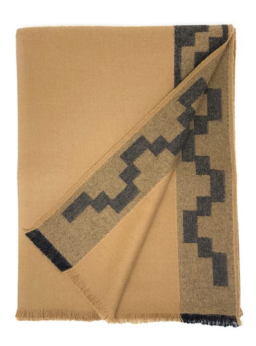 Alpaca Home | Manta de Tiro de 4 Estaciones Stepping Stones de Alpaca | 100% Lana de Alpaca Bebe | 6 pies de largo x 4.25 pies de ancho | Hipoalergenico y lujosamente suave (Tan/Charcoal)