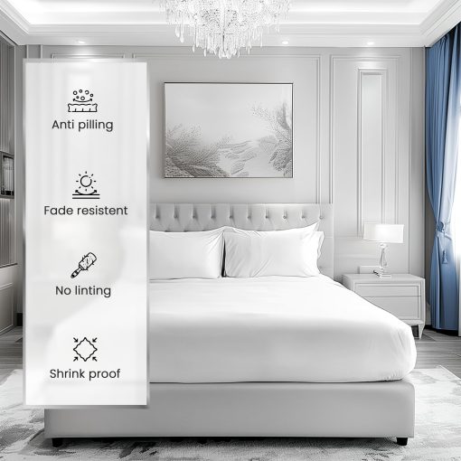 Juego de Sabanas CHATEAU HOME COLLECTION Twin, Sabanas de 1000 Hilos Tamaño Twin de Algodon, Sabanas de Bolsillo Profundo de Algodon para Cama Twin y Fundas de Almohada (Hasta 17"), Tejido de Saten Juego de Sabanas de Lujo, Blanco - Imagen 8