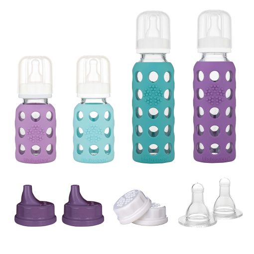 Set de Inicio de 4 Botellas Lifefactory (2) 4-Onzas en Menta/Lavanda (2) 9-Onzas en Kale/Uva (2) Tapas Planas (2) Tapas para Sorber (2) Tetinas Etapa 2 - Imagen 2