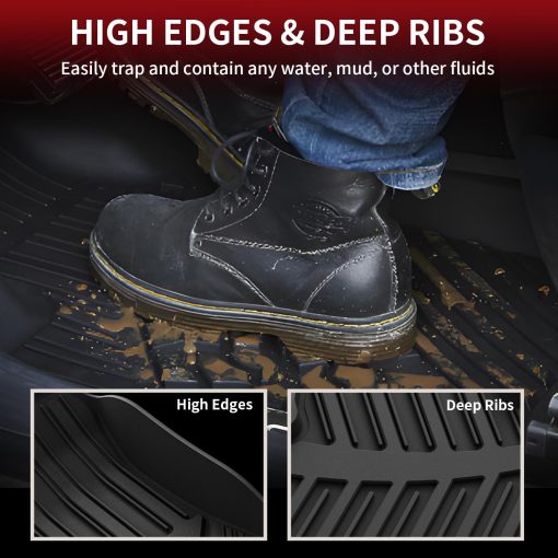 Tapetes para piso LASFIT para Toyota Highlander 2014-2019 (No valido para hibridos) Alfombrillas a medida para piso TPE delanteras y traseras para 2 filas de asientos, Negro - Imagen 3