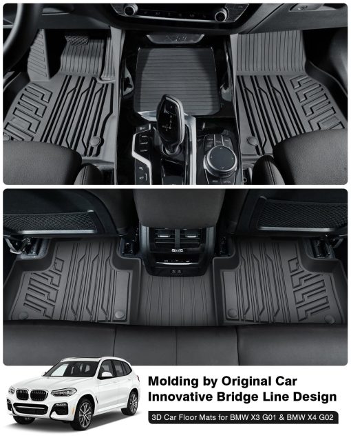 Tapetes para piso compatibles con BMW X3 X4 2018 2019 2020 2021 2022 2023 2024 Juego de 2 Filas de Liners Todos los Modelos TPE Tapetes de Coche 3D de Ajuste Personalizado Tapetes de Piso para BMW X3 X4 Accesorios para Interiores - Imagen 2