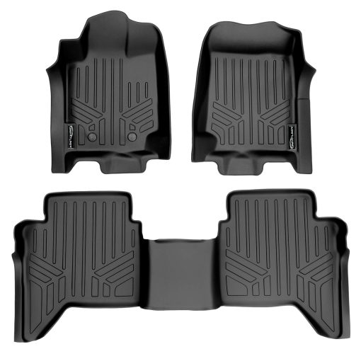 Juego de tapetes SMARTLINER a medida para 2 filas - Negro para Ford Ranger Crew Cab Export Model 2015-2018