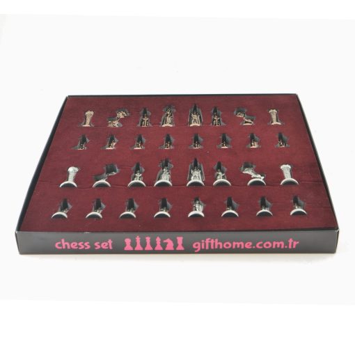Ajedrez de metal de cobre antiguo del Ejercito Britanico Medieval para adultos, piezas hechas a mano y tablero de ajedrez de madera solida natural con diseno de perlas alrededor del tablero y almacenamiento dentro del rey 2,75 pulgadas - Imagen 9