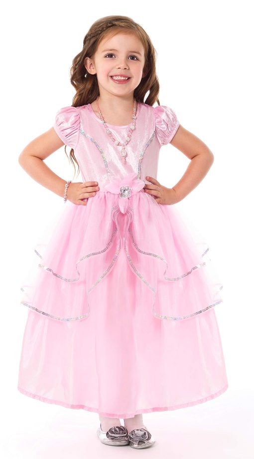 Disfraz de princesa rosa real Little Adventures para ninas (Talla Grande 5-7 anos) - Vestido de fiesta y juego de fantasia para ninos lavable a maquina sin purpurina - Imagen 3
