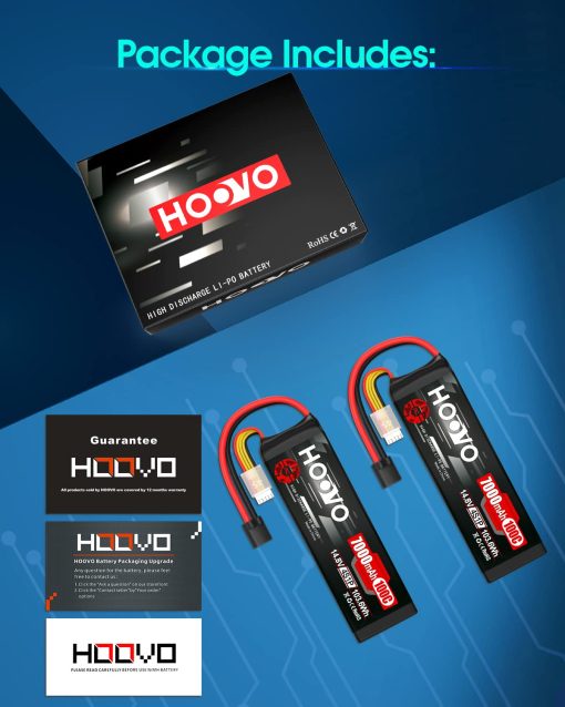 Bateria LiPo HOOVO 4S 14.8V 7000mAh 100C con Placas Metalicas Compatible para X-Maxx RC Truck Tank RC Car Racing Hobby (Paquete de 2) - Imagen 8