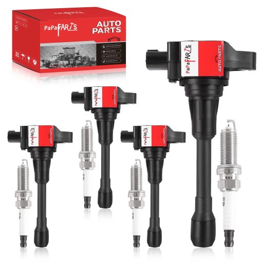 Conjunto de 4 bobinas de encendido UF549 y bujia de iridio doble compatible con Nissan Altima Cube Rogue Sentra NV200 Versa 1.6L 1.8L 2.0L 2.5L C1696 C751