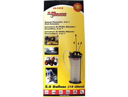 Extractor de Fluidos Manual/Neumatico 2 en 1 LUMAX LX-1314 Dorado/Plateado (Capacidad de 2.6G 10L). Adecuado para Fluidos de Frenos, Aceite de Motor, Aceite de Engranajes, Fluido de Transmision, Agua, etc. - Imagen 2