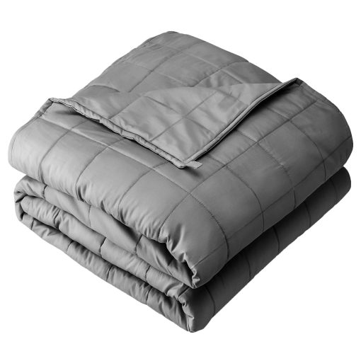 Manta ponderada Bare Home 100% algodon natural con cuentas de vidrio no toxicas 80"x87" 25 libras, Gris Claro