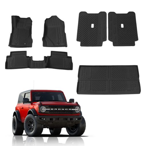 Tapetes para piso Rongtaod compatibles con Ford Bronco 2 puertas 2021-2024 Alfombrilla de maletero trasero Accesorios de Bronco 2023 (Alfombrilla de maletero + Tapetes para respaldo + Tapetes para piso)