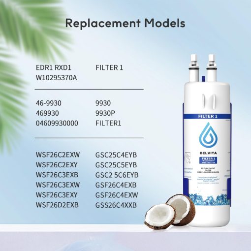 Filtro de agua de reemplazo para refrigerador BELVITA para EDR1RXD1, W10295370A, Filtro 1, Compatible con Kenmore 46-9081, 46-9930, P4RFWB, P8RFWB2L (3 PACK) - Imagen 7