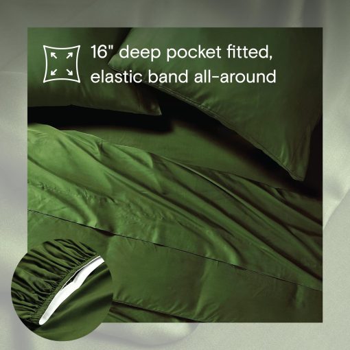 Juego de sabanas Sijo AiryWeight Tencel, 100% Lyocell derivado del eucalipto, Suave como la mantequilla, Ganador de las Mejores Sabanas Refrescantes de Architectural Digest 2022 - 4 piezas - 2 fundas de almohada 1 ajustada 1 superior (Forest, Full) - Imagen 4