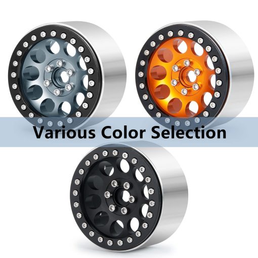 Maleonn 4PCS RC Llantas de Aleacion de Aluminio 2.2 Beadlock 35mm Juego de Cubos de Rueda Metalicos para Escala 1/10 SCX10 D90 Wraith 90048 90018 RR10 Accesorios para Coches con RC Crawler, Titanio y Negro - Imagen 7