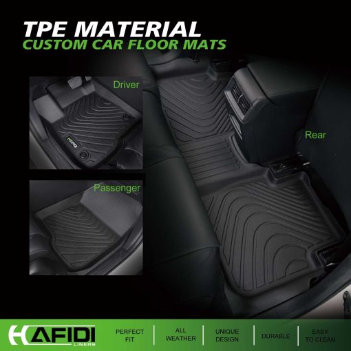 Tapetes HAFIDI Personalizados para Dodge Charger RWD 2023-2011 y Chrysler 300 RWD (traccion trasera) Proteccion Total para Todo Clima TPE Forros de Piso Antideslizantes Automotrices, Juego para la Primera y Segunda Fila de Accesorios, Negro - Imagen 2