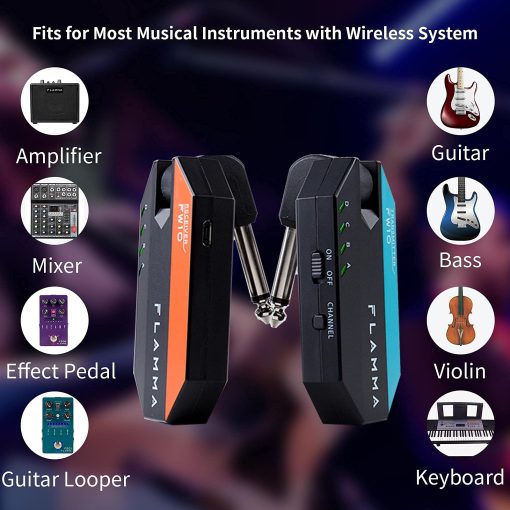 Sistema Inalambrico Digital FLAMMA FW10 2.4GHZ Transmisor Receptor Recargable Soporta 4 Canales para Guitarra Electrica Bajo Violin Teclado - Imagen 4