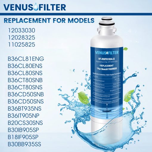 Reemplazo 12033030 para Filtro de Agua Bosch - Compatible con BORPLFTR50, 11025825, BORPLFTR55, WFC100MF, B36CT80SNS, B36CL80ENS (2 PCS) - Imagen 7