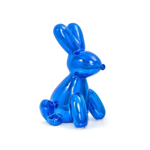 Hucha de Ceramica Conejo Globo Aerostatico Hecha Por Humanos, Original y unica con Acabado de Alto Brillo - Azul