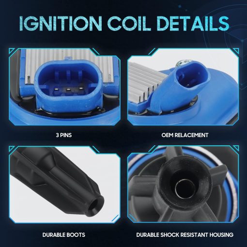 Paquete de 6 bobinas de encendido Hurotoms compatibles con GMC Canyon Envoy Chevrolet Colorado Blazer Trailblazer Isuzu i-280 i-290 i-350 i-370 Hummer H3 Saab 9-7x Oldsmobile Buick, Reemplaza OE# UF303, Azul - Imagen 4