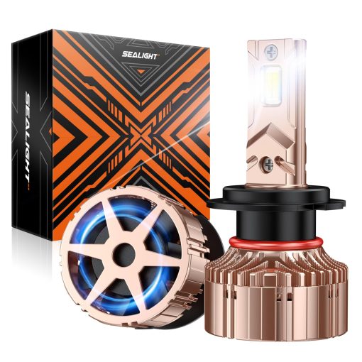 Bombillas SEALIGHT H7, X6S 2024 ultimo Modelo 28000LM Super Brillante H7 Bombilla de H7 Altas/Bajas Haz con Ventilador Actualizado, Bombillas H7 Plug and Play, IP68, 6000K Blanco, Paquete de 2