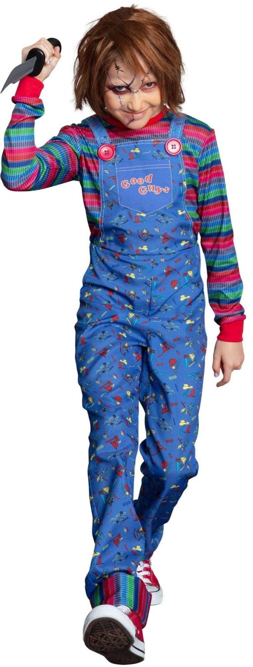 Disfraz de Chucky para Ninas - Disfraz de Halloween Aterrador Child?s Play con Enterizo y Camiseta a Rayas - Disfraces para Halloween, Fiestas de Cumpleanos y Eventos Tematicos - Imagen 2