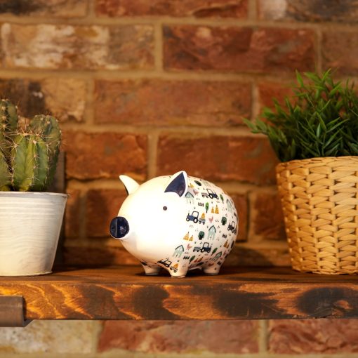 Alcancia de ceramica de cerdito Tilly para ninos y ninas con diseno divertido de granja y animales - Imagen 3