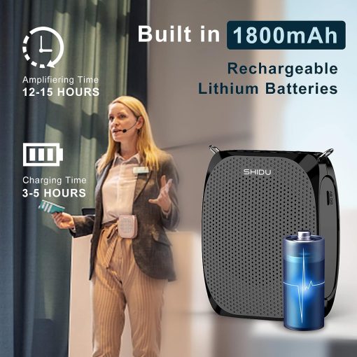 Amplificador de Voz Portatil SHIDU Microfono Personal para Hablar Sistema Pa Mini Recargable para Maestros Guias Turisticos Entrenadores Salon de Clases Canto Yoga Instructores de Fitness - Imagen 2