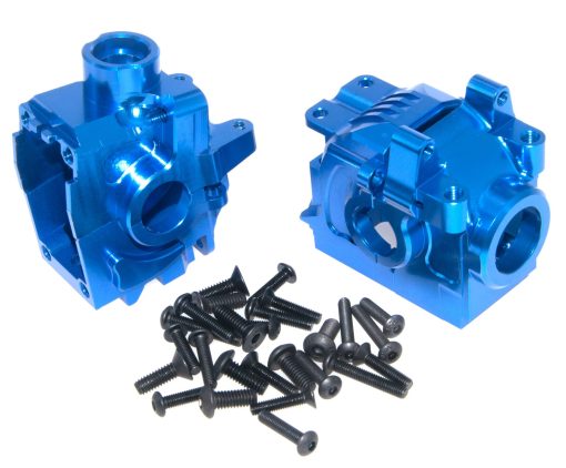 Caja de Engranajes Diferencial Compatible con Traxxas 1/10 Hoss Upgrade Rustler Slash Stampede XO-1 4X4 4WD Coche RC Carcasa de Transmision de Engranajes Diferenciales de Aleacion Parte 6880 6881 (Azul Oscuro) - Imagen 7