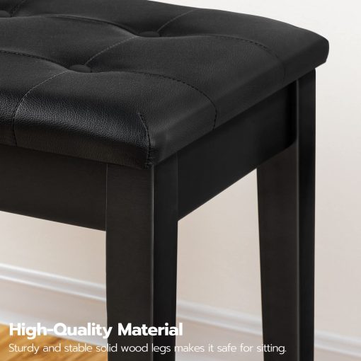 Banqueta de Piano HOOBRO con Cojin Acolchado y Compartimento de Almacenamiento para Partituras de Musica, Banqueta de Piano, Taburete de Tocador, Silla de Tocador, Soporta hasta 300 lb, 29.3 x 13.6 x 19.3 Pulgadas, Negro BB26QD01 - Imagen 7