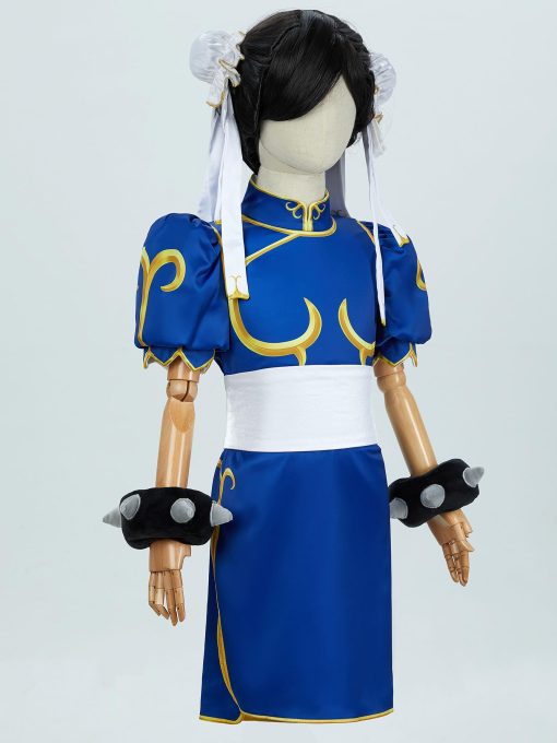 Disfraz Oficial de Chun Li de Microtaku con licencia oficial de Street Fighter para ninas, edad 3+, Calcetines, Pulseras, Lazos para el Cabello - Imagen 2
