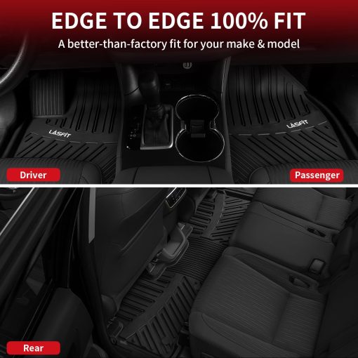Tapetes para piso LASFIT para Toyota Highlander 2014-2019 (No valido para hibridos) Alfombrillas a medida para piso TPE delanteras y traseras para 2 filas de asientos, Negro - Imagen 8