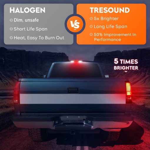 Luz trasera Tresound + 3ra luz de freno de carga para Chevy Silverado 1500 2500 99-02, 1500 2500 HD 01-02, GMC Sierra 1500 2500 99-03, 1500 2500 HD 01-03 Luz de alto montaje Luces traseras LED - Imagen 4